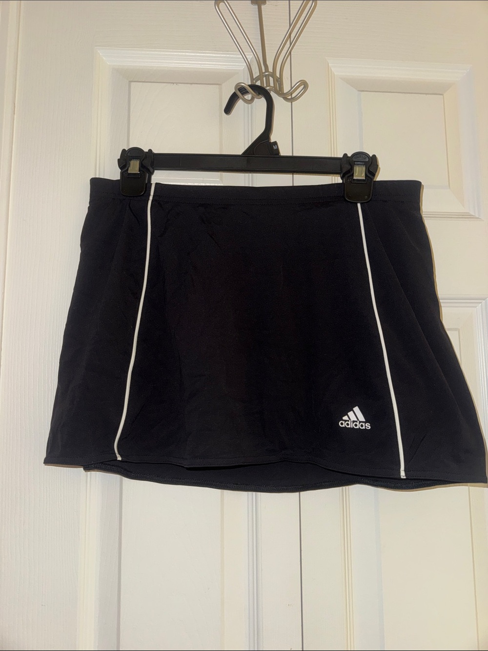 adidas Black Mini Skort with White Piping